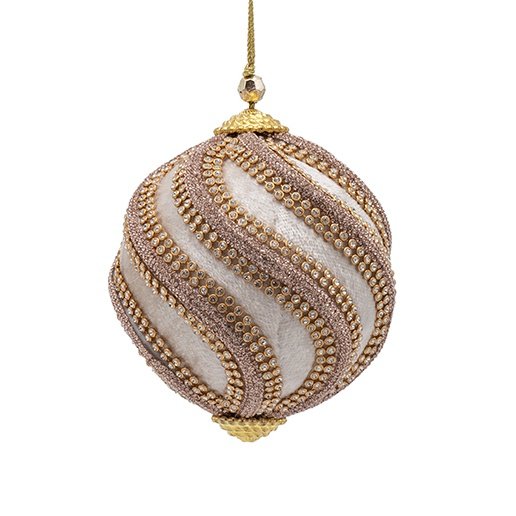 TERCIOPELO BOLA, MARFIL, LUJO, CON DORADO RAYAS, 10CM