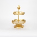 SERVICIO SOPORTE 2 NIVELES METAL DORADO 25.5X25.5X40.5CM