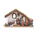 NACIMIENTO ESCENA CON 10 FIGURAS EN NATURAL COLORES, 32X10X19CM