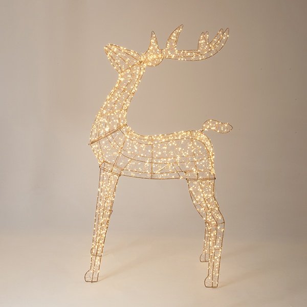 ILUMINADO CIERVO 94X26X140CM, 1440 MINI LED, ADAPTADOR, TEMPORIZADOR, HILO DE COBRE BRONCE, BRONCE ESTRUCTURA METÁLICA, LED BLANCO CÁLIDO & LED BLANCO CÁLIDO INTERMITENTE, CABLE DE ALIMENTACIÓN 5M, IP44