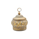 FAROL LED METÁLICO - CRISTAL BLANCO - DORADO 9X9X11CM