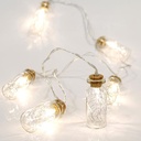 GUIRNALDA LINEAL CON PILAS, 10 LED 5MM, CABLE DE ALIMENTACIÓN 50CM, CÁLIDO BLANCO, BOTELLAS CON HILO DE COBRE INTERIOR, CADA 15CM, IP20