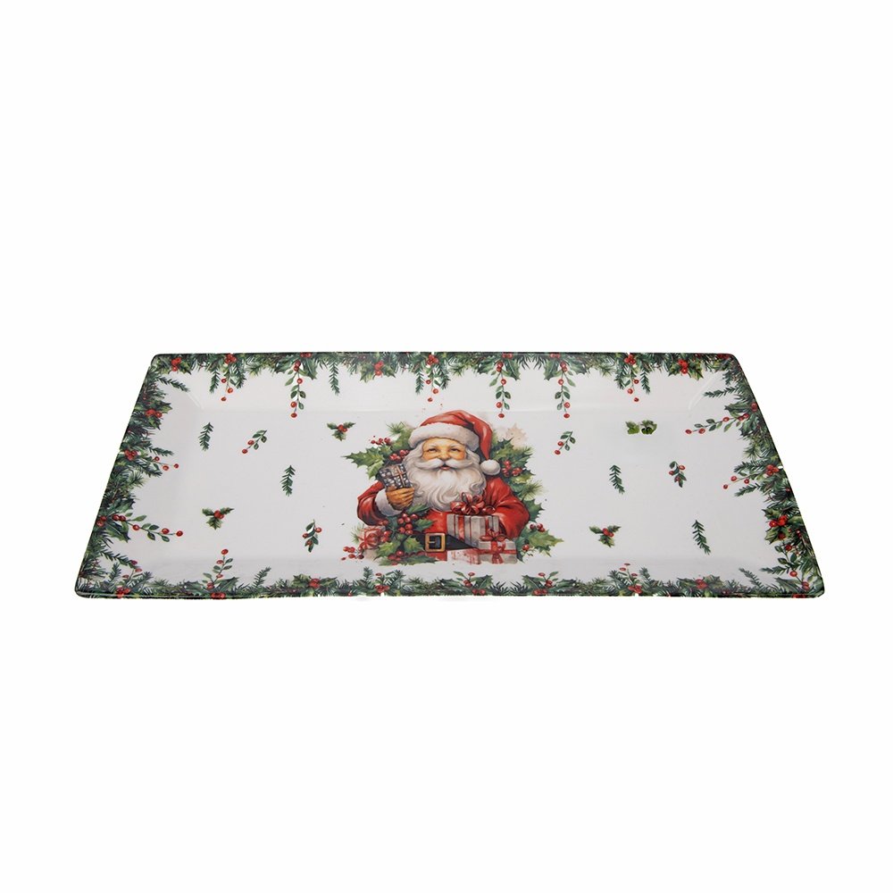 RECTANGULAR BANDEJA CON PAPÁ NOEL, 33CM