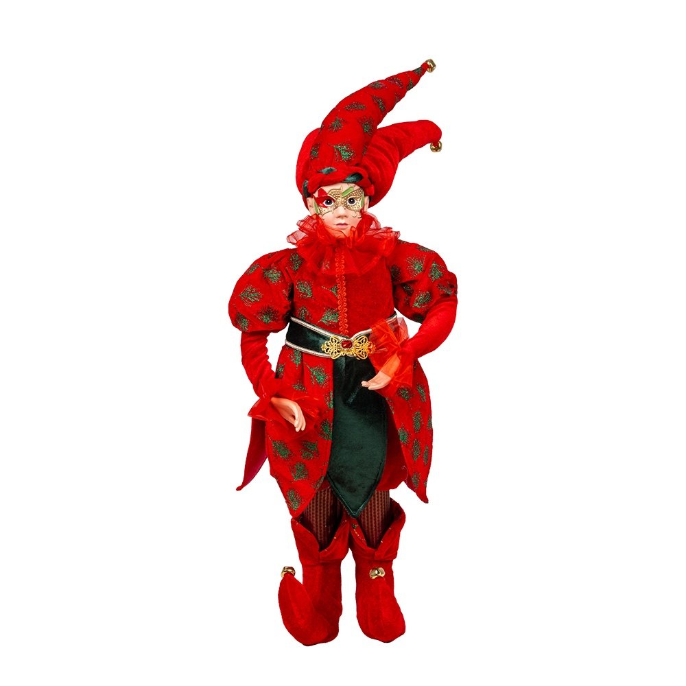 PIERROT CON ROJO TRAJE Y VERDE DETALLES, 90CM