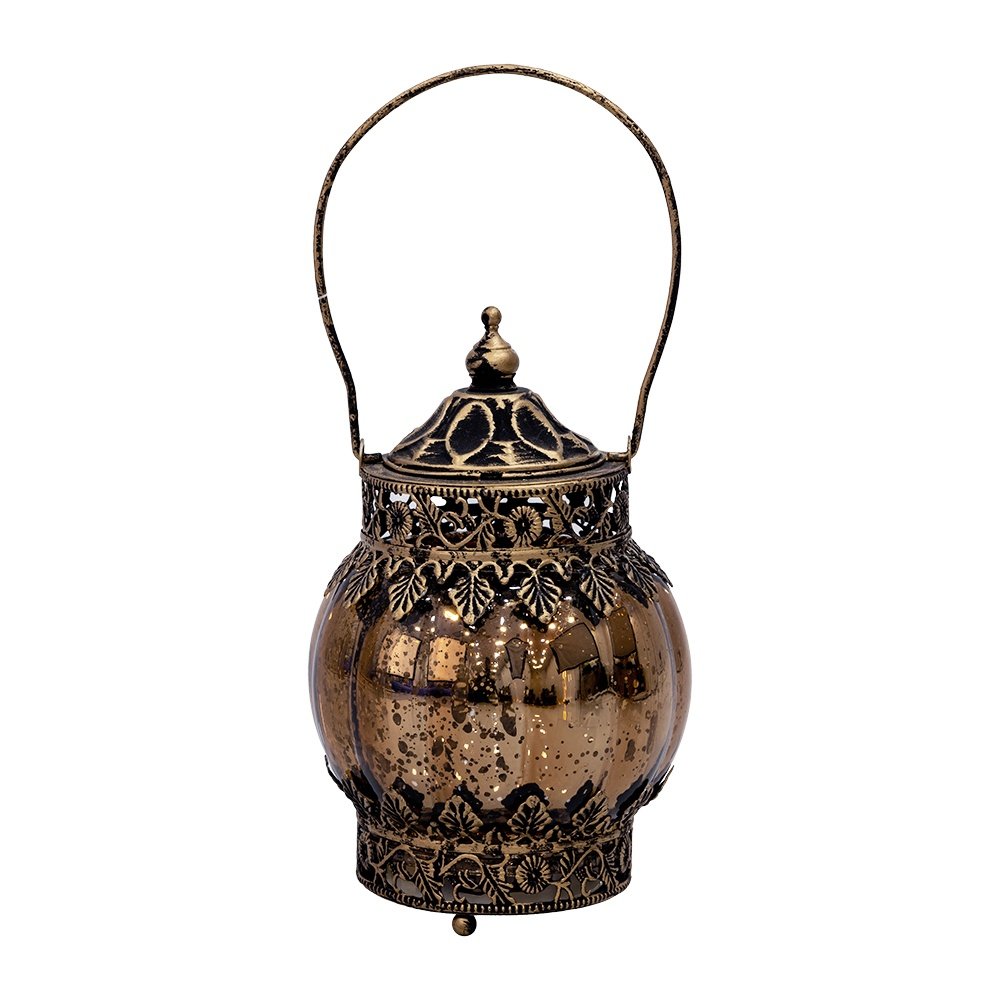 FAROL LED METÁLICO - CRISTAL DORADO - NEGRO - NARANJA 10X10X16CM