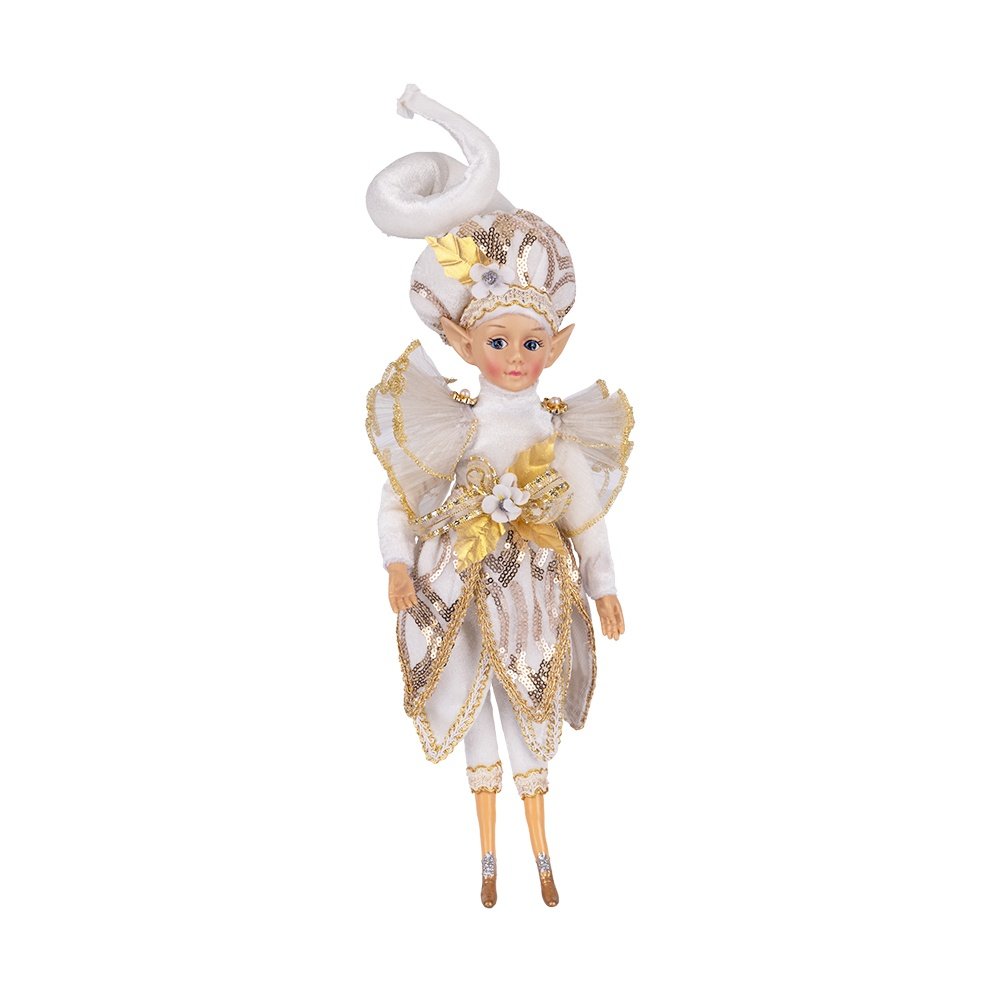 ARLEQUÍN CON BLANCO TRAJE Y CHAMPÁN DETALLES, 45CM