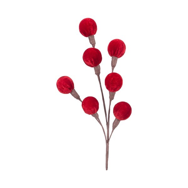 RAMA CON TERCIOPELO BURDEOS BOLAS, 55CM