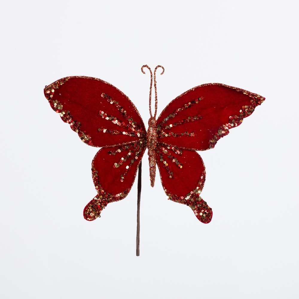TERCIOPELO MARIPOSA, BURDEOS CON DORADO DECORACIÓN, 26CM