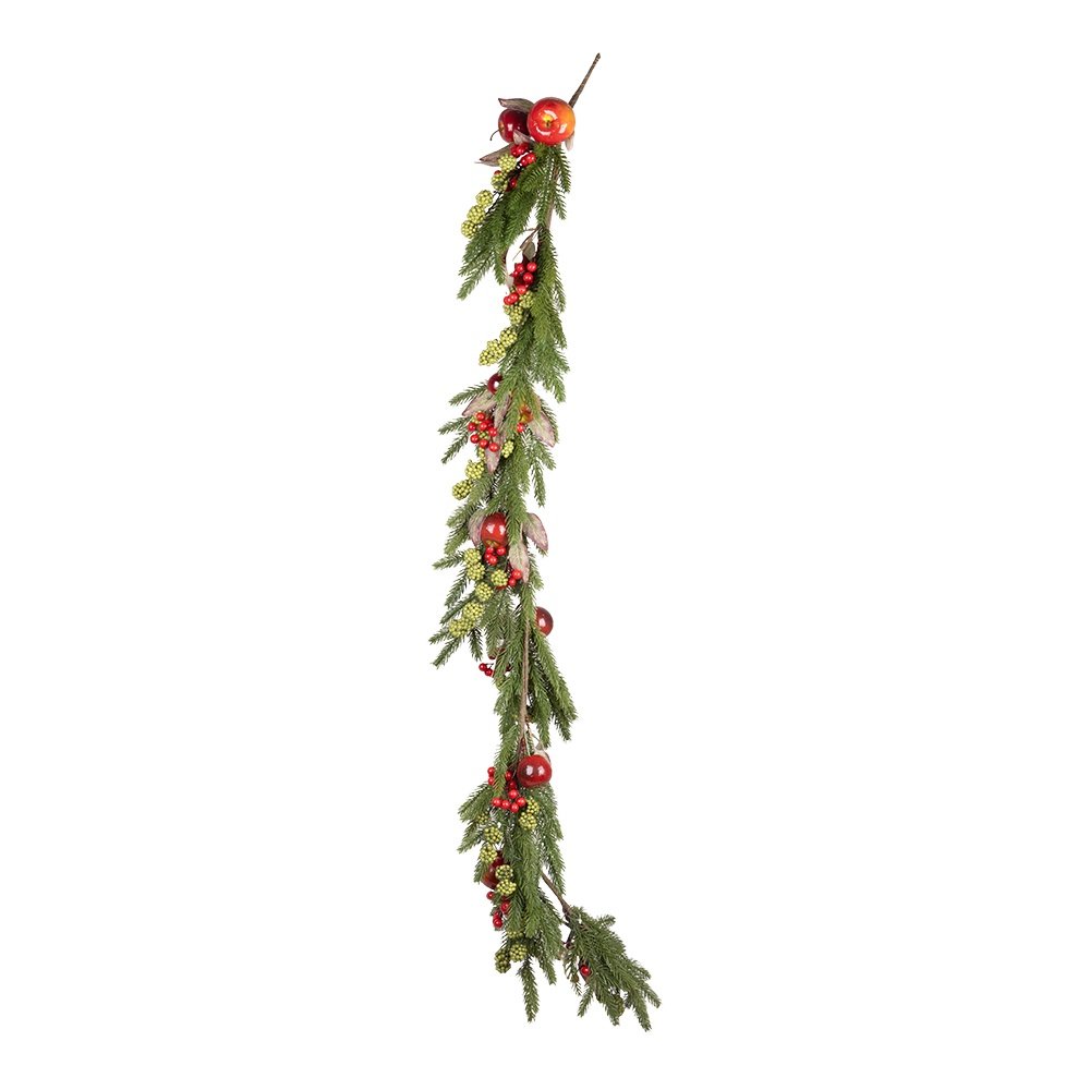 VERDE RAMA DECORADO CON ROJO MANZANAS Y VERDE BAYAS, 150CM