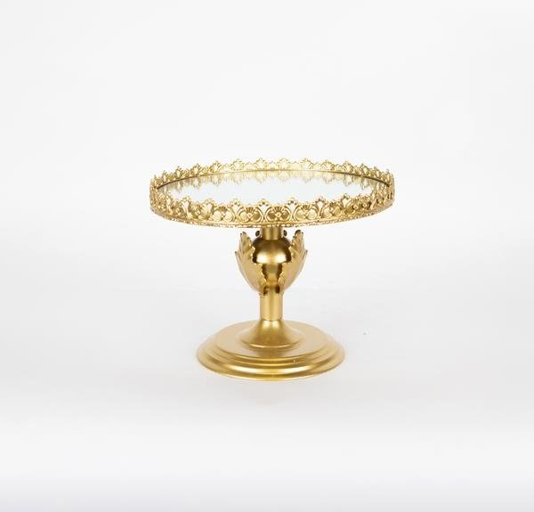 PASTEL SOPORTE CON ESPEJO METAL DORADO 25.5X25.5X20.5CM