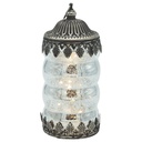 FAROL METAL - CRISTAL CON PILAS PLATEADO - NEGRO 8X8X17.5CM