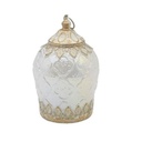 FAROL METAL - CRISTAL CON PILAS BLANCO - DORADO - ÁMBAR 7.5X7.5X13.5CM