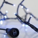 GUIRNALDA LINEAL, 100 LED 3MM, 31V ADAPTADOR, 4 CONECTORES HASTA 3 JUEGO, CABLE PVC VERDE, LED AZUL CADA 5CM, IP44