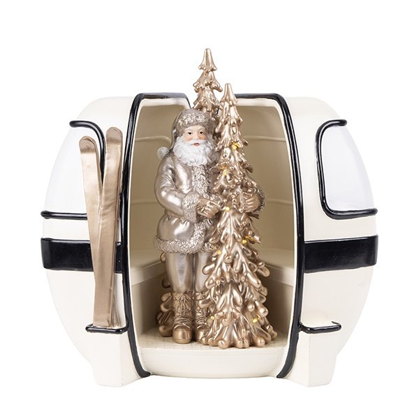 DECORATIVO CABLE COCHE CON PAPÁ NOEL, POLIRRESINA, ILUMINADO, A PILAS, 36.3X28X35.7CM
