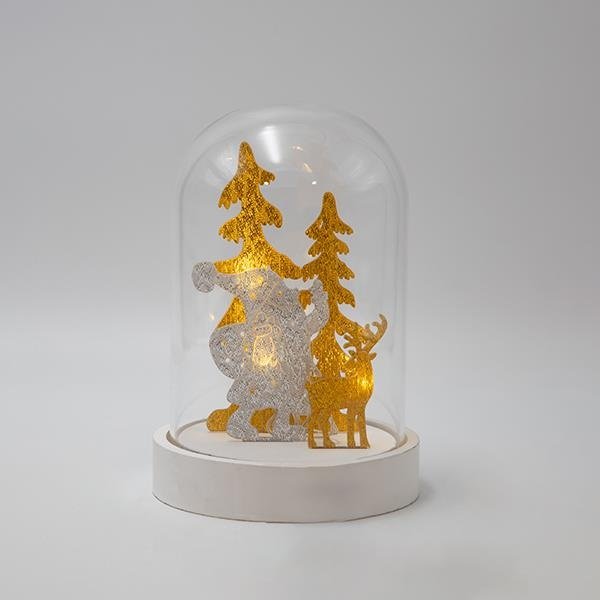 CÚPULA, CON ACRÍLICO PAPÁ NOEL, ILUMINADO, A PILAS, 12X18.5CM