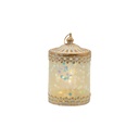 FAROL LED METÁLICO - CRISTAL BLANCO - DORADO 8.5X8.5X14CM