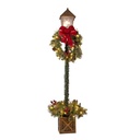ANTIGUO COLUMNA FAROL DECORADO CON NAVIDAD CORONA Y LAZO ROJO, 70 LED BLANCO CÁLIDO, 150CM