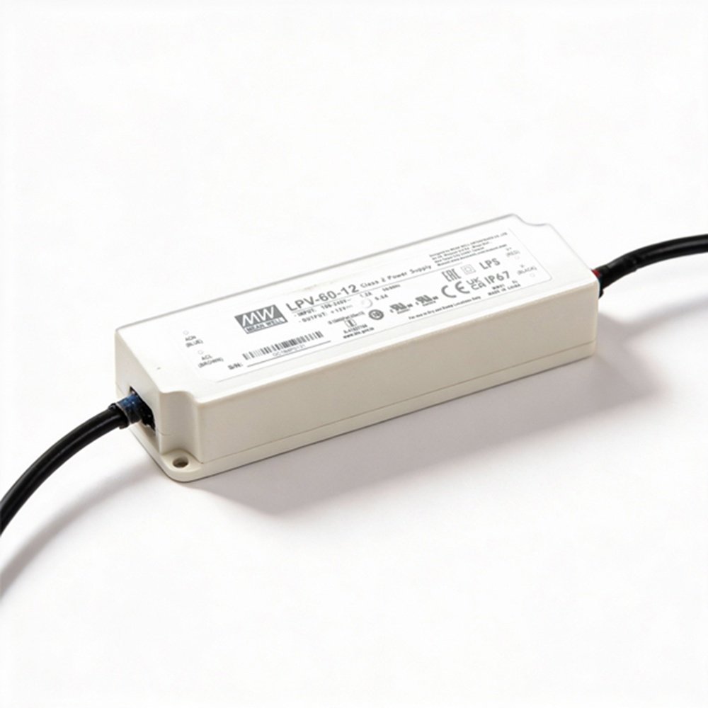 24V ADAPTADOR, 60W, CONECTABLE HASTA 600 LED GOMA, VERDE CABLE DE GOMA, CABLE DE ALIMENTACIÓN 3M, IP44