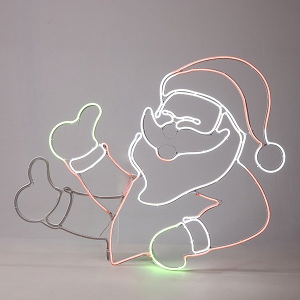 PAPÁ NOEL 88X64CM CON MOVIMIENTO, 10.5M NEON LED MANGUERA LUMINOSA, VERDE, ROJO & CÁLIDO BLANCO, CABLE DE ALIMENTACIÓN 5M, IP44