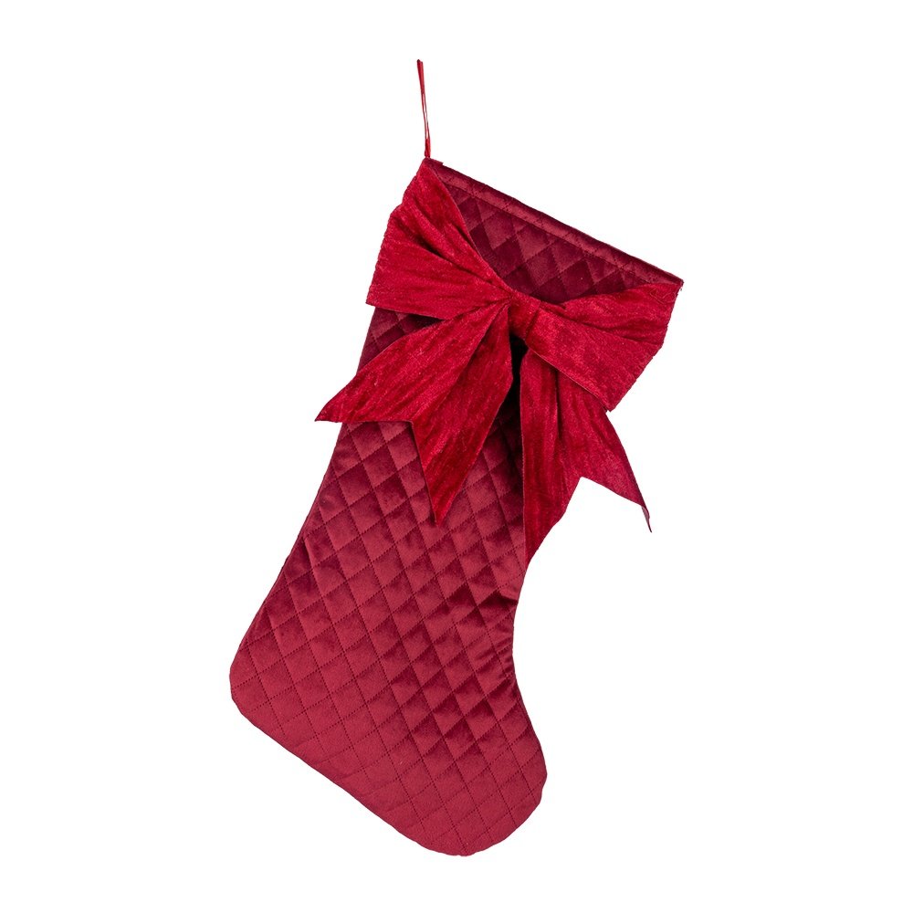 BURDEOS TERCIOPELO BOTA CON LAZO ROJO, 49CM