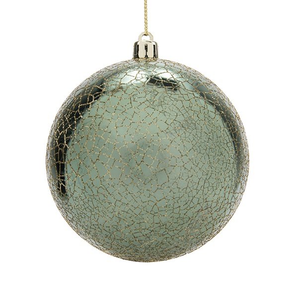 CRAQUELADO PLÁSTICO BOLA, CIPRÉS Y DORADO, JUEGO 6UDS, 10CM