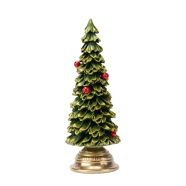 ÁRBOL DE NAVIDAD CON ROJO CAMPANAS, POLIRRESINA, 10.5X10.5X29.5CM