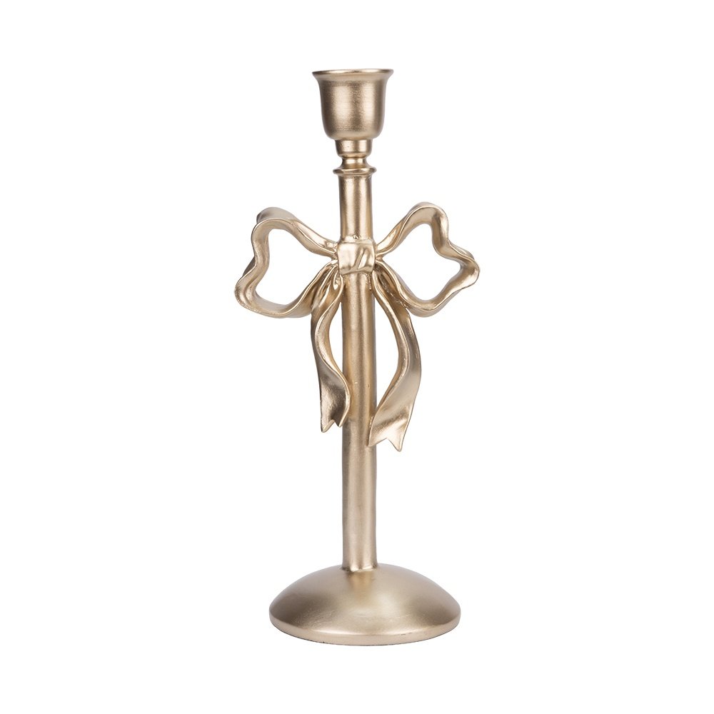DORADO CANDELABRO CON LAZO, POLIRRESINA, 13.3X10.7X30.2CM