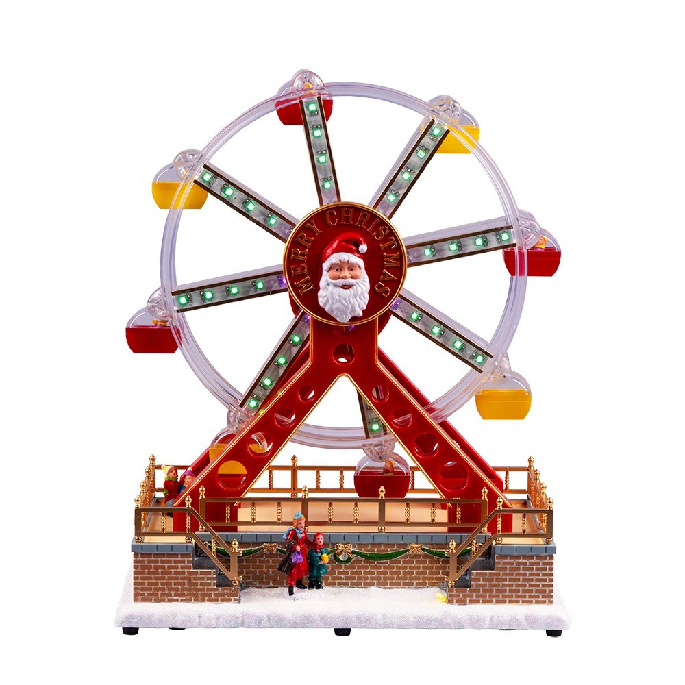NORIA RUEDA ATRACCIONES PARQUE ATRACCIÓN, CON COLOREADO CABAÑAS, CON CLARO, MÚSICA Y MOVIMIENTO, CON TRANSFORMADOR, 27.5X15.5X32CM