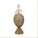 FABERGE TALLADO HUEVO, CON DORADO BASE, POLIRRESINA, 8.3X7.4X21CM