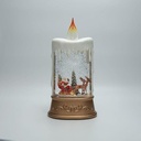 ILUMINADO DE SOBREMESA EN VELA FORMA, CON PAPÁ NOEL Y TRINEO, CON CON AGUA EN EL INTERIOR, A PILAS, TEMPORIZADOR, 15.5X9.5X30CM