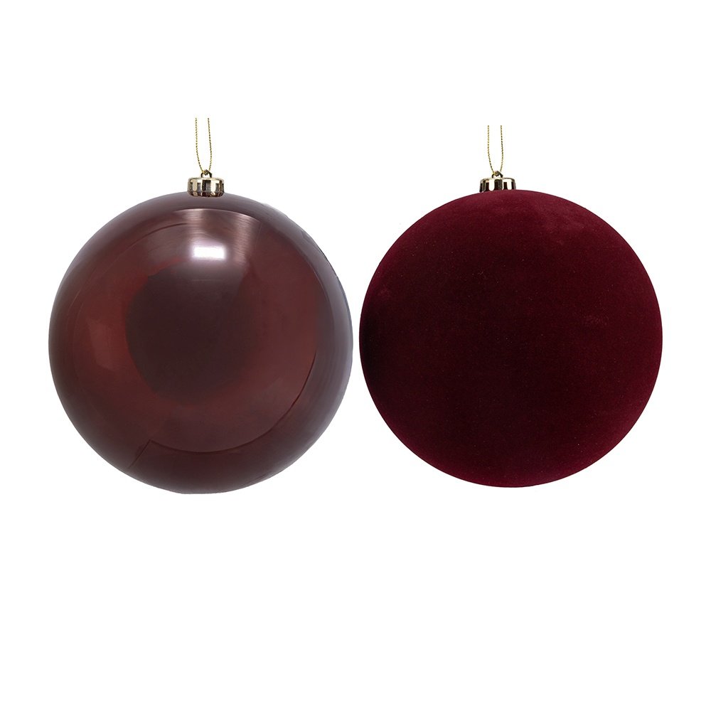 PLÁSTICO BOLA, BURDEOS, TERCIOPELO Y PERLA, JUEGO 2UDS, 20CM