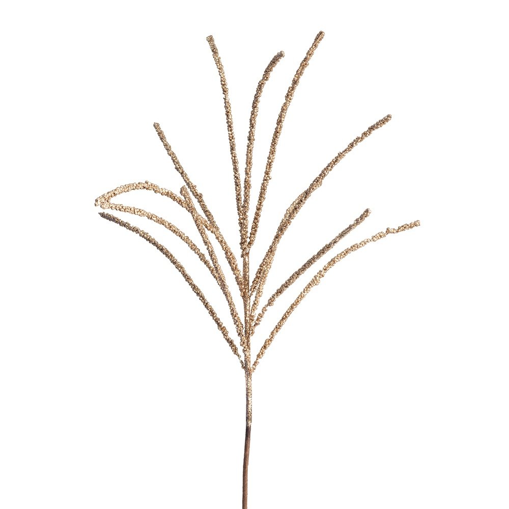 HIERBA RAMA CON ORO ROSA PURPURINA, 67CM