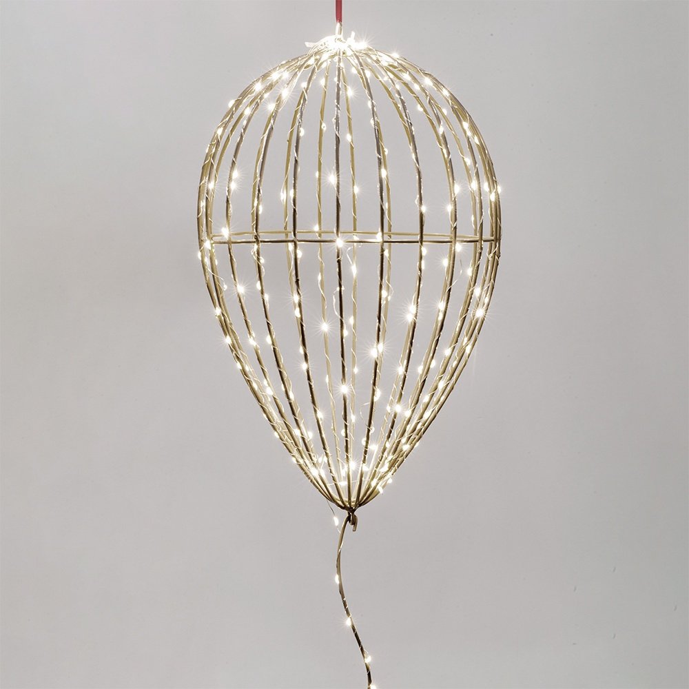 ILUMINADO GLOBO 18X18X58CM, 191 MINI LED, ADAPTADOR, TEMPORIZADOR, CHAMPÁN ESTRUCTURA METÁLICA, HILO DE COBRE PLATEADO, LED BLANCO CÁLIDO & LED BLANCO CÁLIDO INTERMITENTE, CABLE DE ALIMENTACIÓN 5M, IP44