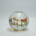 ILUMINADO DE SOBREMESA CRAQUELADO CRISTAL BOLA CON NAVIDAD ESCENA, A PILAS, TEMPORIZADOR, 14CM
