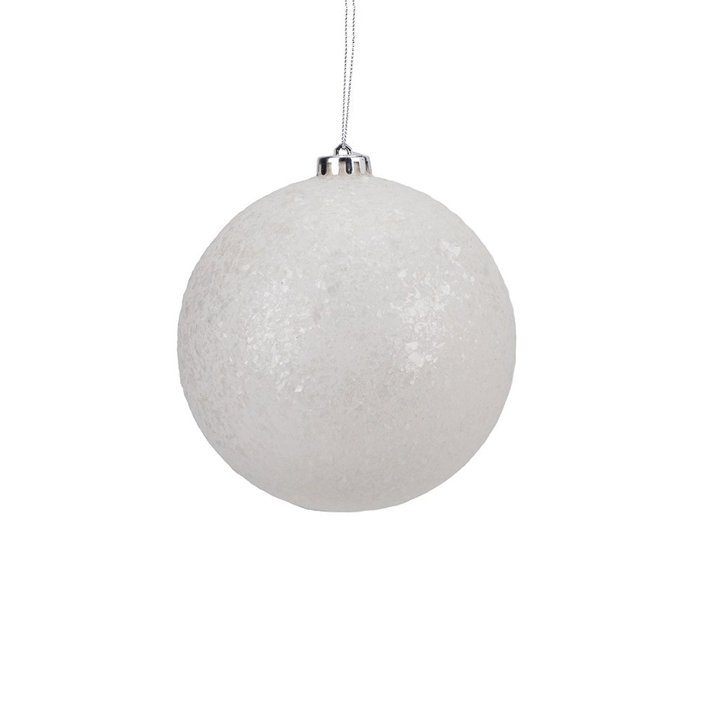 PLÁSTICO BOLA, BLANCO, CON BLANCO PURPURINA COPOS, JUEGO 6UDS, 10CM