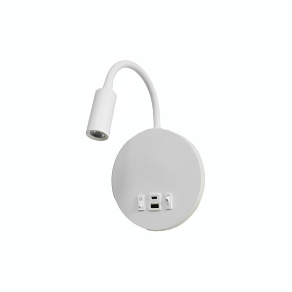 APLIQUE DE LECTURA DOBLE ALUMINIO 3+7W 160+700Lm 3000K Φ150x458mm CON USB TIPO C Y SOPORTE ARTE ILLUMINA