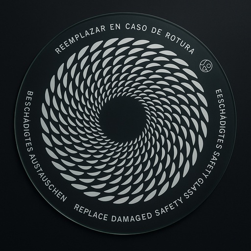 [A700] CRISTAL DE RECAMBIO DOWNLIGHT Ø18,4cm TRANSPARENTE CON SERIGRAFIA BLANCA