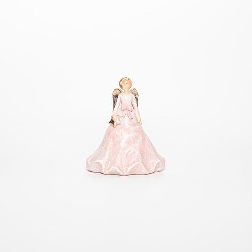 [600-45843] DECORATIVO DE POLIRESINA, ÁNGEL, ROSA, 9,5x9,5x11,5cm