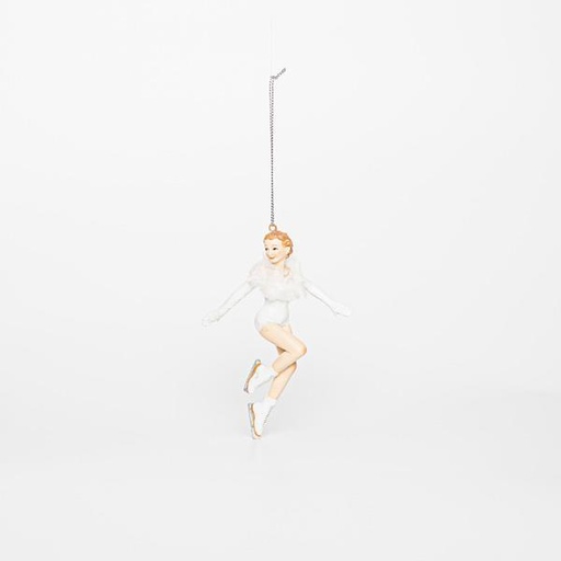 [600-45835] ORNAMENTO DE POLIRESINA, MUJER, PATINAJE SOBRE HIELO, 9x3,5x12,5cm