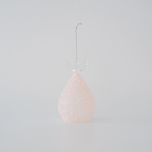 [600-45768] ÁNGEL DE CRISTAL, TRANSPARENTE CON ROSA, 15cm