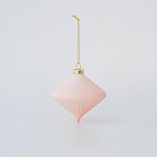 [600-45749] ADORNO DE CRISTAL, ROSA MATE, FORMA DE DIAMANTE, JUEGO DE 4 PIEZAS, 8 cm