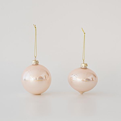 [600-45736] BOLA DE CRISTAL, ROSA, PERLA, 2 FORMAS, SET 4UNDS, 10cm