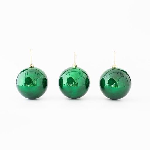[600-45695] BOLA DE PLÁSTICO, VERDE, BRILLANTE, SET 3UNDS, 15cm