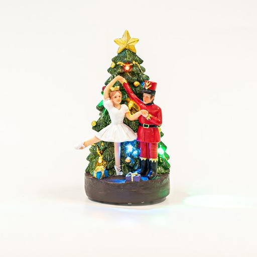 [600-45612] ÁRBOL DE NAVIDAD Y BAILARINAS, A PILAS, 6 LED, 9,5x9,5x17cm