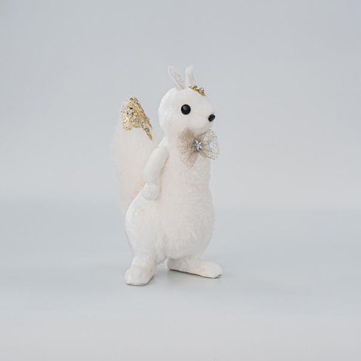 [600-45585] ARDILLA DE TERCIOPELO, CON LAZO, 15x14x27cm
