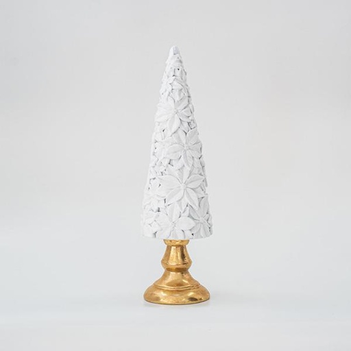 [600-45526] ARBOL BLANCO TERCIOPELO CON BASE DORADA 40cm
