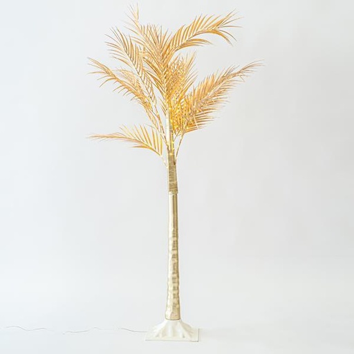 [600-30580] ÁRBOL DE HOJAS DE HELECHO CON HOJAS ORO 1,5m, ADAPTADOR, 110 MINI LED BLANCO CÁLIDO, CABLE 3m, IP44