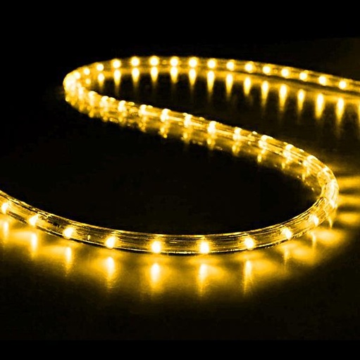 [600-22232] LUZ DE CUERDA LED, PROTECCIÓN UV, CORTE A CADA METRO, 2 VÍAS, AMARILLO, 50m, 36 LED/m, IP65