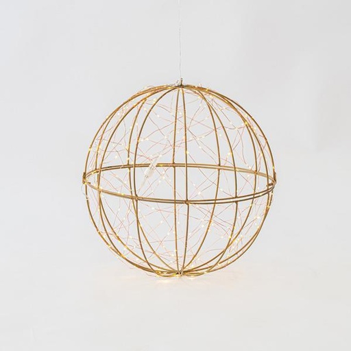 [600-40095] BOLA DE METAL ILUMINADA, 240 LED BLANCO CÁLIDO, CON ADAPTADOR, CABLE DE COBRE, CABLE DE 500 cm, 40 cm, IP44