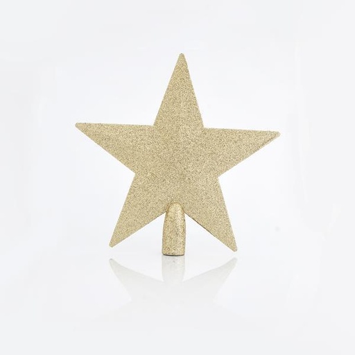 [600-42550] TOP ÁRBOL DE PLÁSTICO, ESTRELLA DORADA, CON BRILLO, 20,5cm
